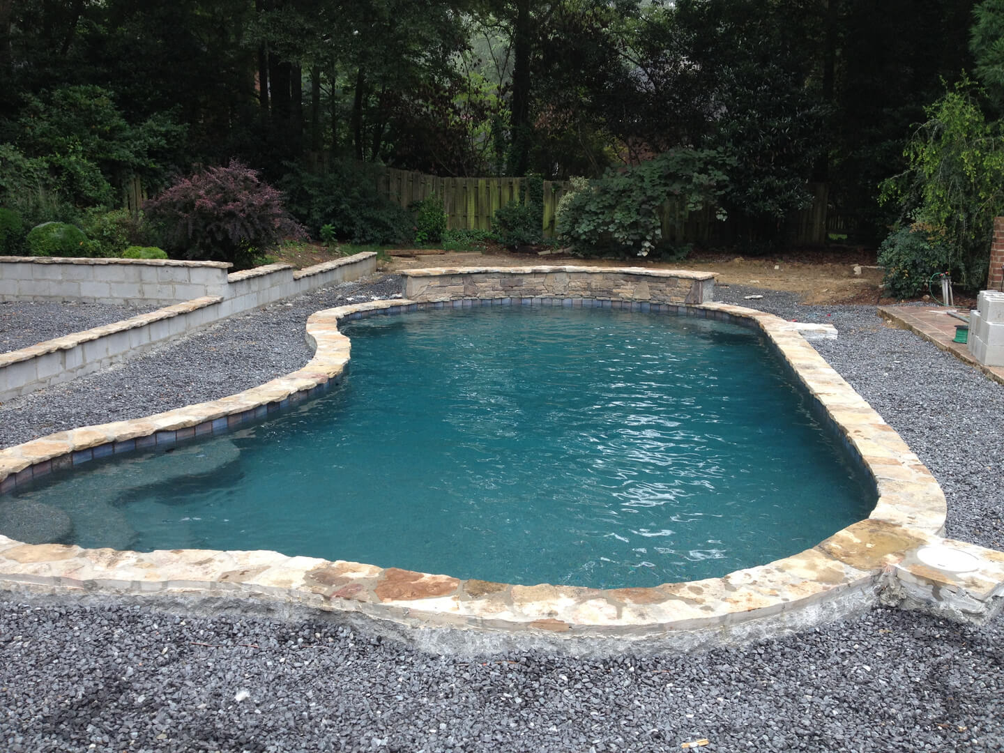 a swimming pool after construction