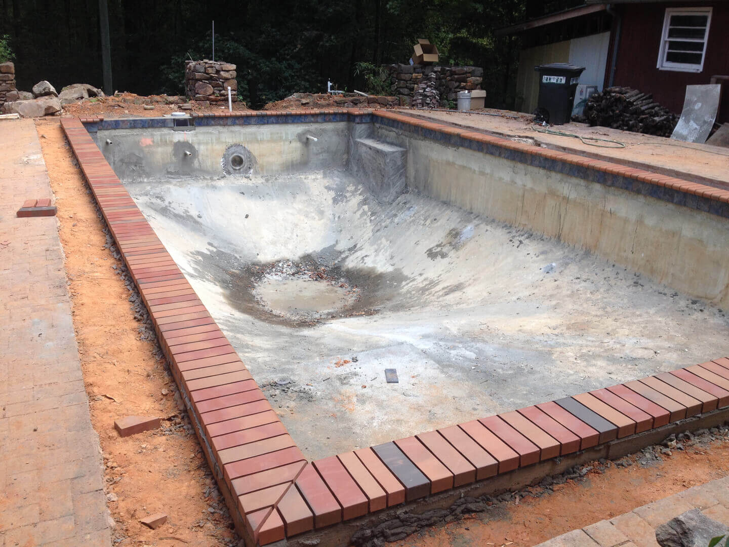 a half constructed swimming pool
